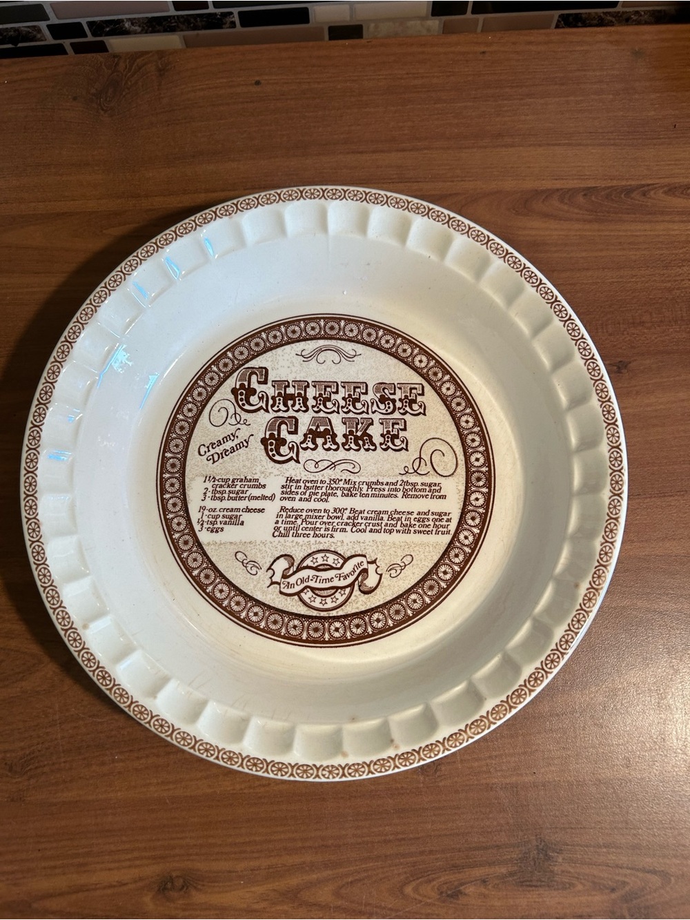 Vintage RoyalChina Cheesecake Serving Plate with Brown Decorative Print